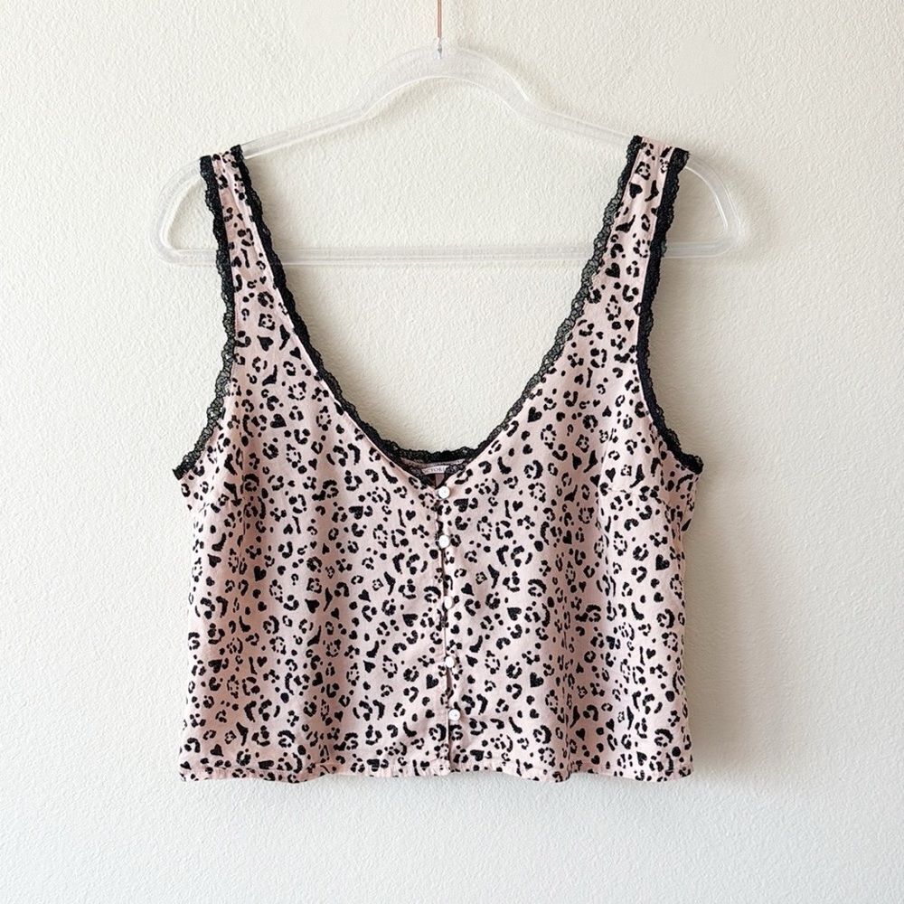 Victorias Secret Leopard Print Lace Crop Cami